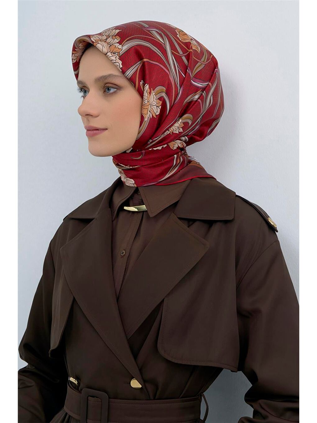 Bordo Saf İpek Sura Eşarp 9512D 53-1