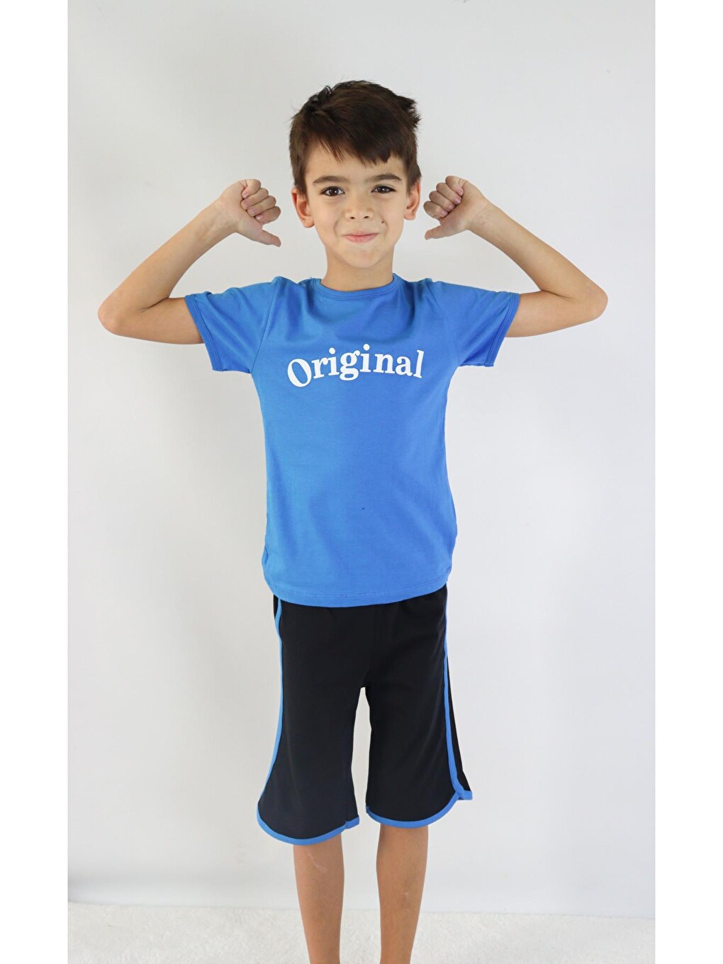 Mavi Erkek Çocuk Orijinal Baskılı Basic Kaprili Takım 1-9 Yaş-1