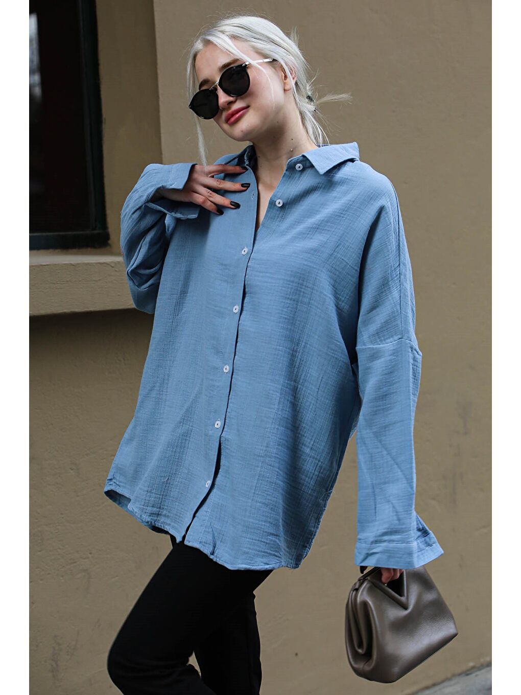 Mavi Muslin Kumaş Basic Kadın Gömlek Mg1660-6