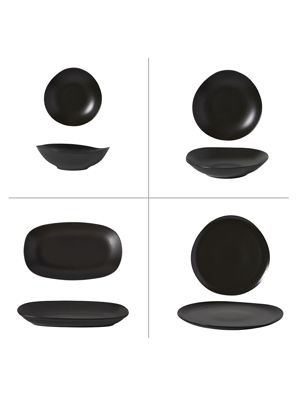 Ekru Roden 18 Parça 4 Kişilik Bone Yemek  Takımı - Bodrum Siyah-3