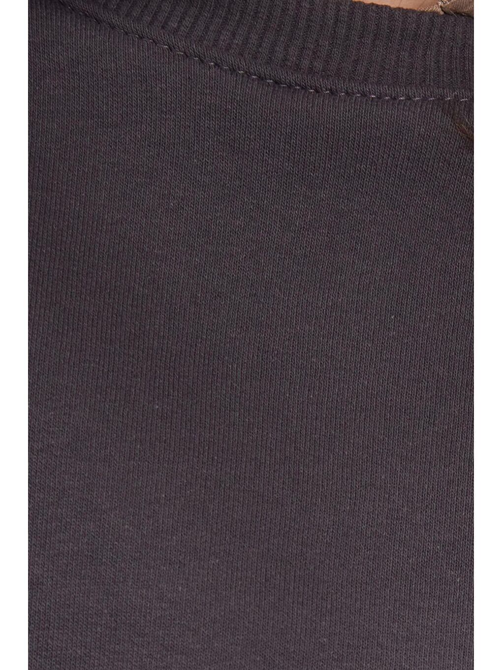 Gri Kadın Oversize Geniş Kesim Pamuklu Bisiklet Yaka Füme Sweatshirt-6