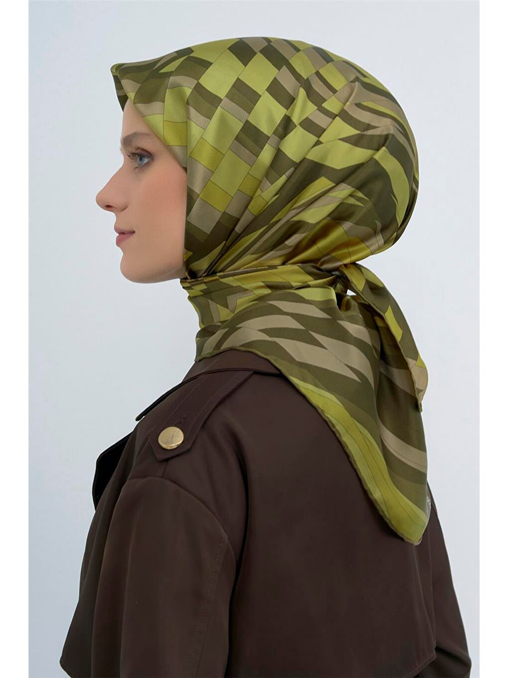 Haki Saf İpek Sura Eşarp 9507D 52-3