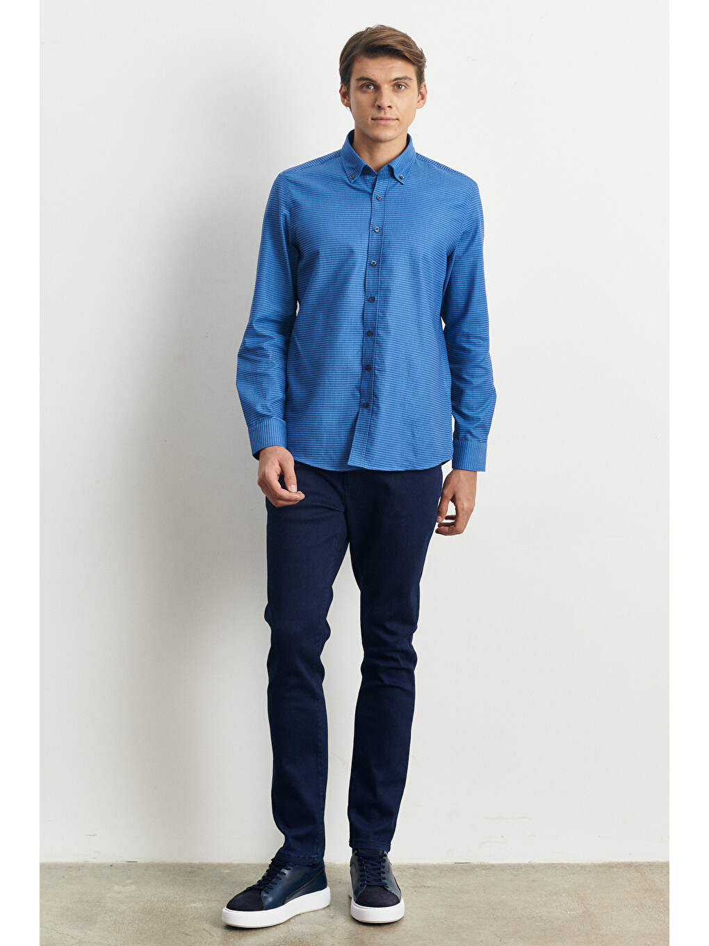 Erkek İndigo Slim Fit Dar Kesim Magic Denim Esnek Jean Pantolon-1