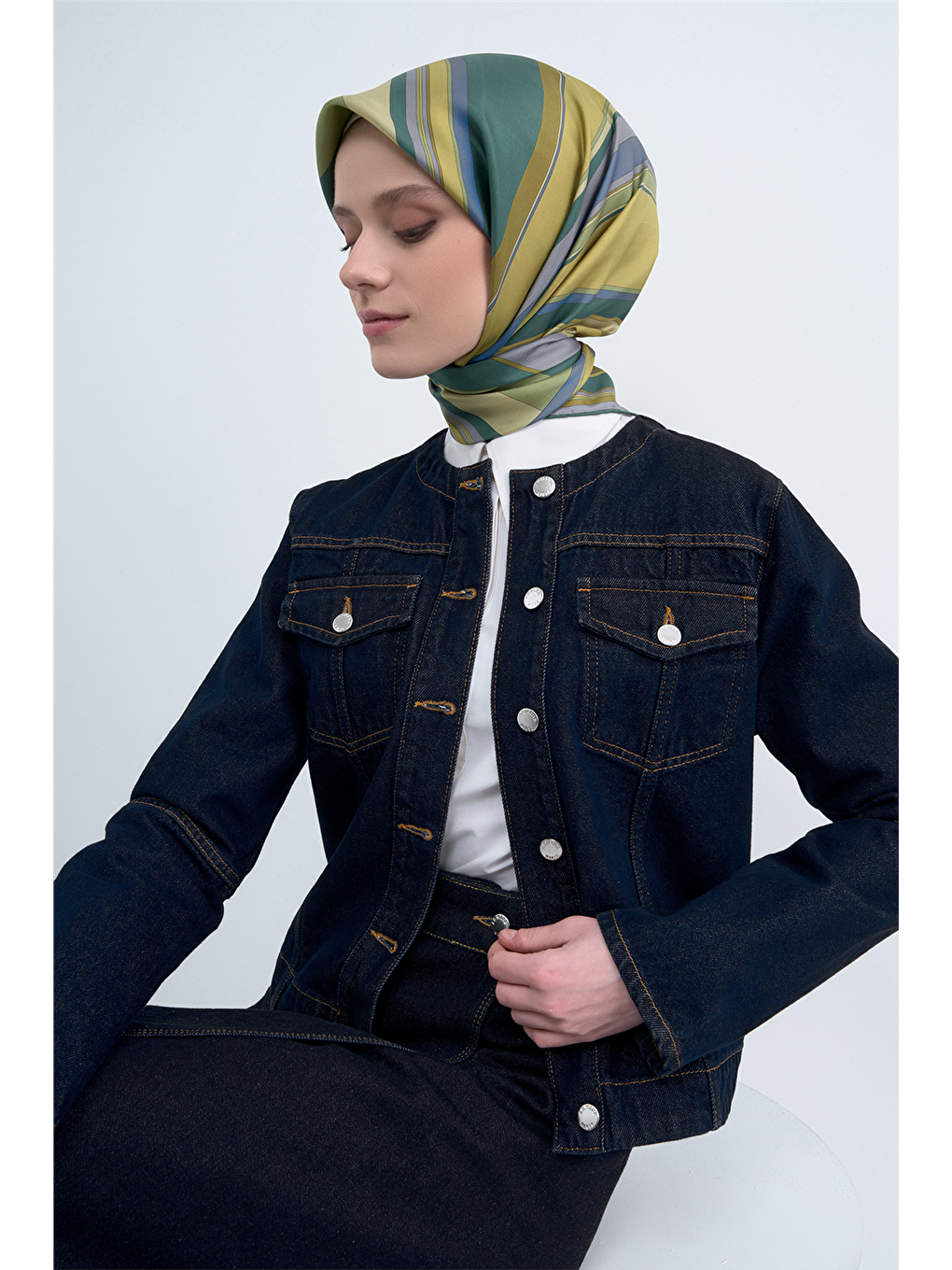 Yeşil Saf İpek Twill Eşarp 9514D 54