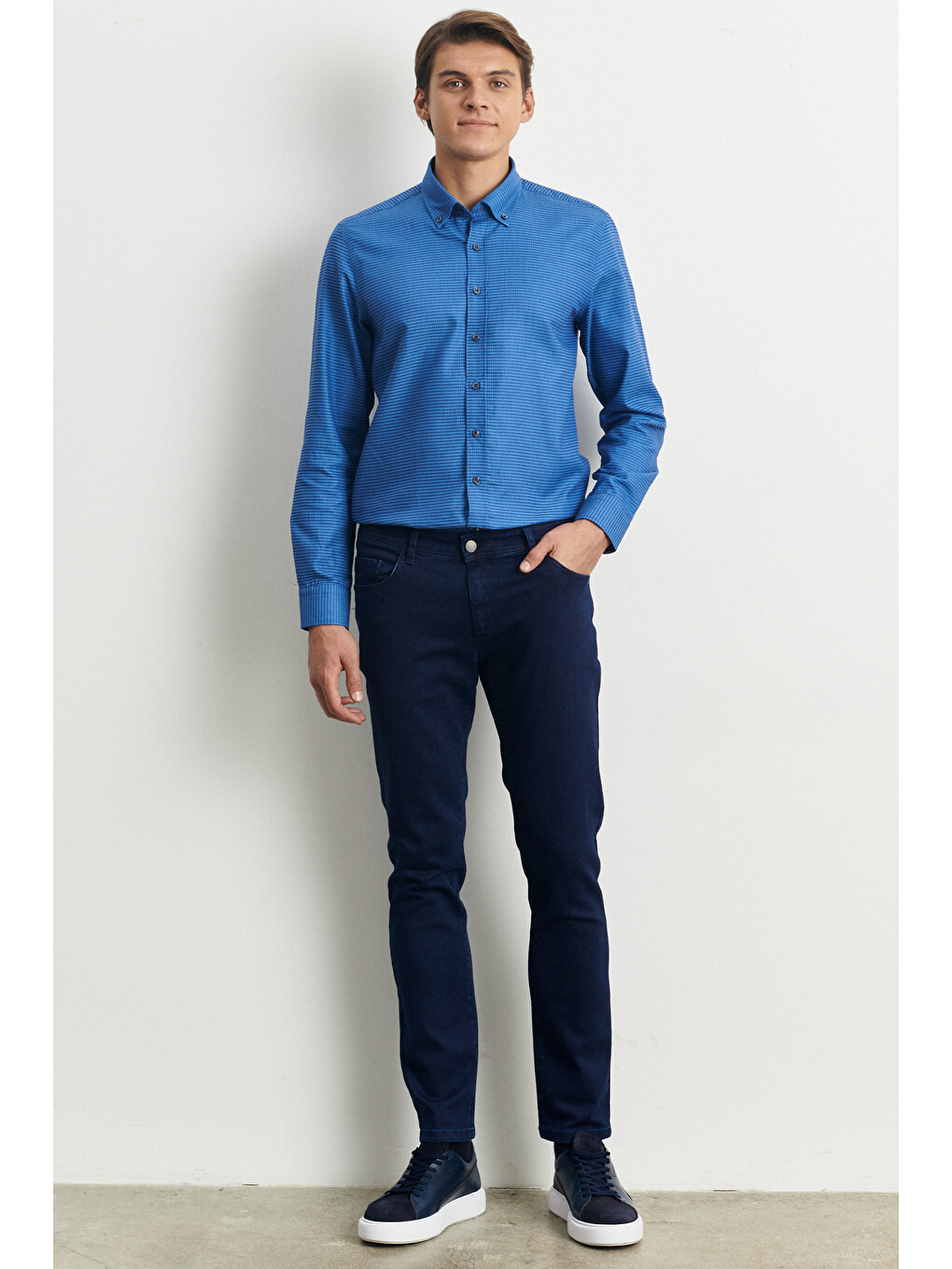 Erkek İndigo Slim Fit Dar Kesim Magic Denim Esnek Jean Pantolon-2
