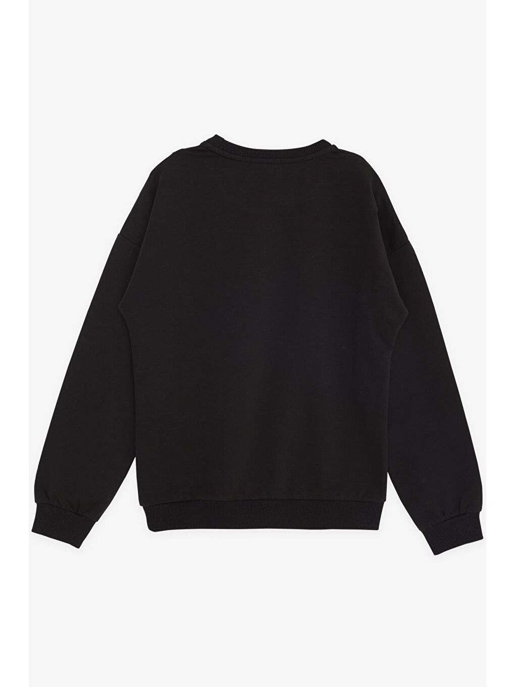 Kız Çocuk Sweatshirt Taşlı Yazı Baskılı Siyah (10 Yaş)-1