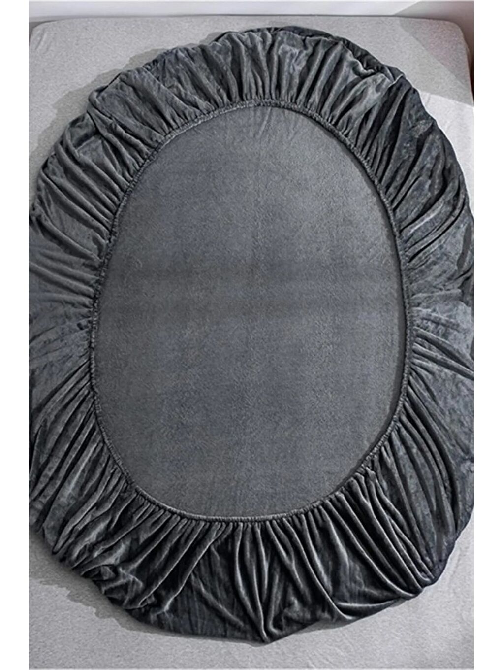 Antrasit Kışlık Tek Kişilik Kadife Lastikli Çarşaf 100x200+30-3