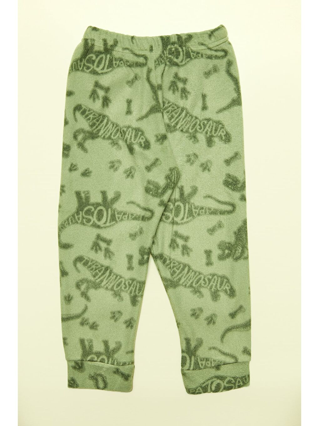 Yeşil Dinozor Desenli Polar Erkek Çocuk Pijama Takımı-3