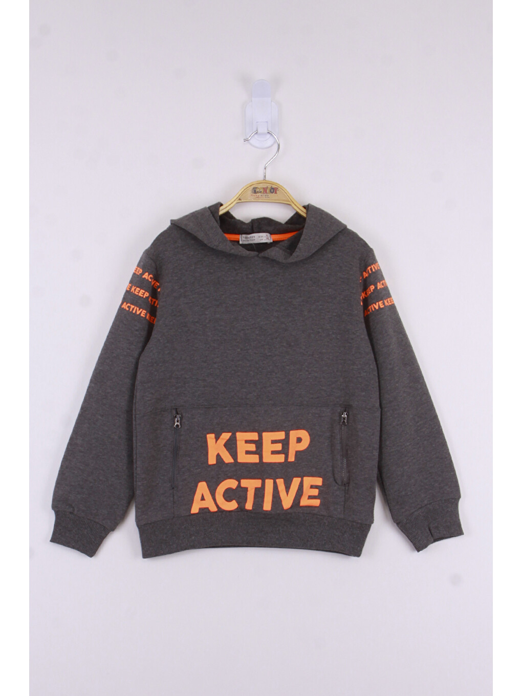 Gri Erkek Çocuk Keep Active Baskılı Sweatshirt-1