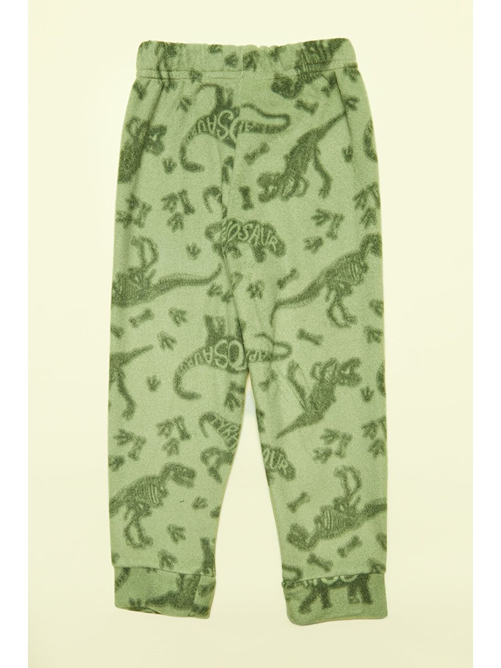 Yeşil Dinozor Desenli Polar Erkek Çocuk Pijama Takımı-4