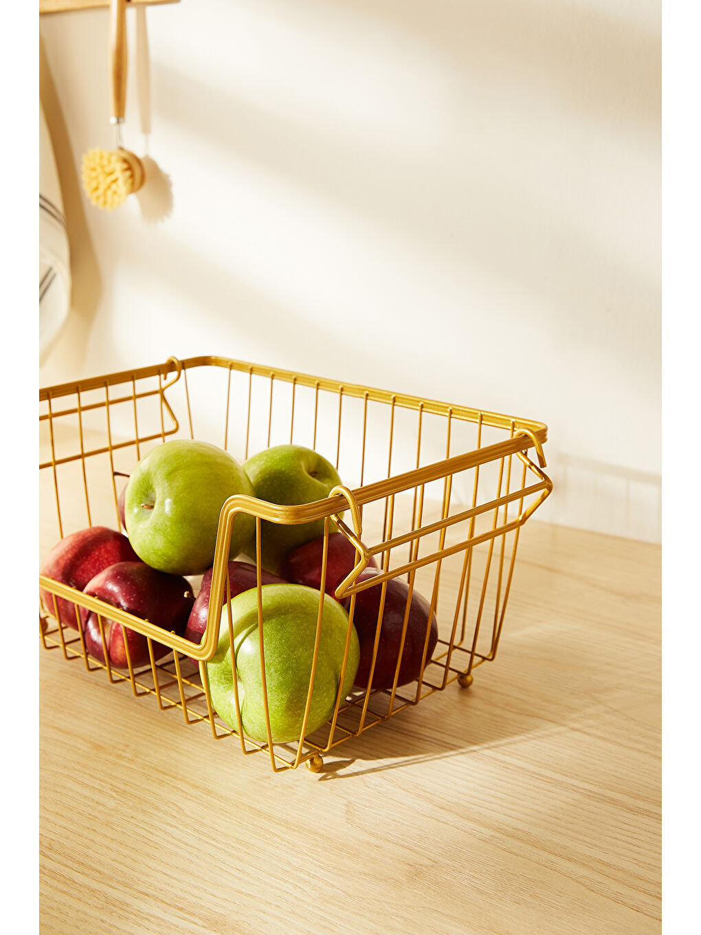 Sarı Altın Renk Metal Sepet 32 x 22 x 16 cm-4