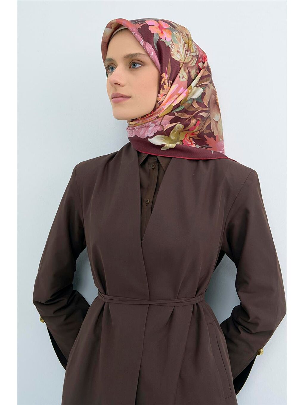 Bordo Saf İpek Sura Eşarp 9516D 33