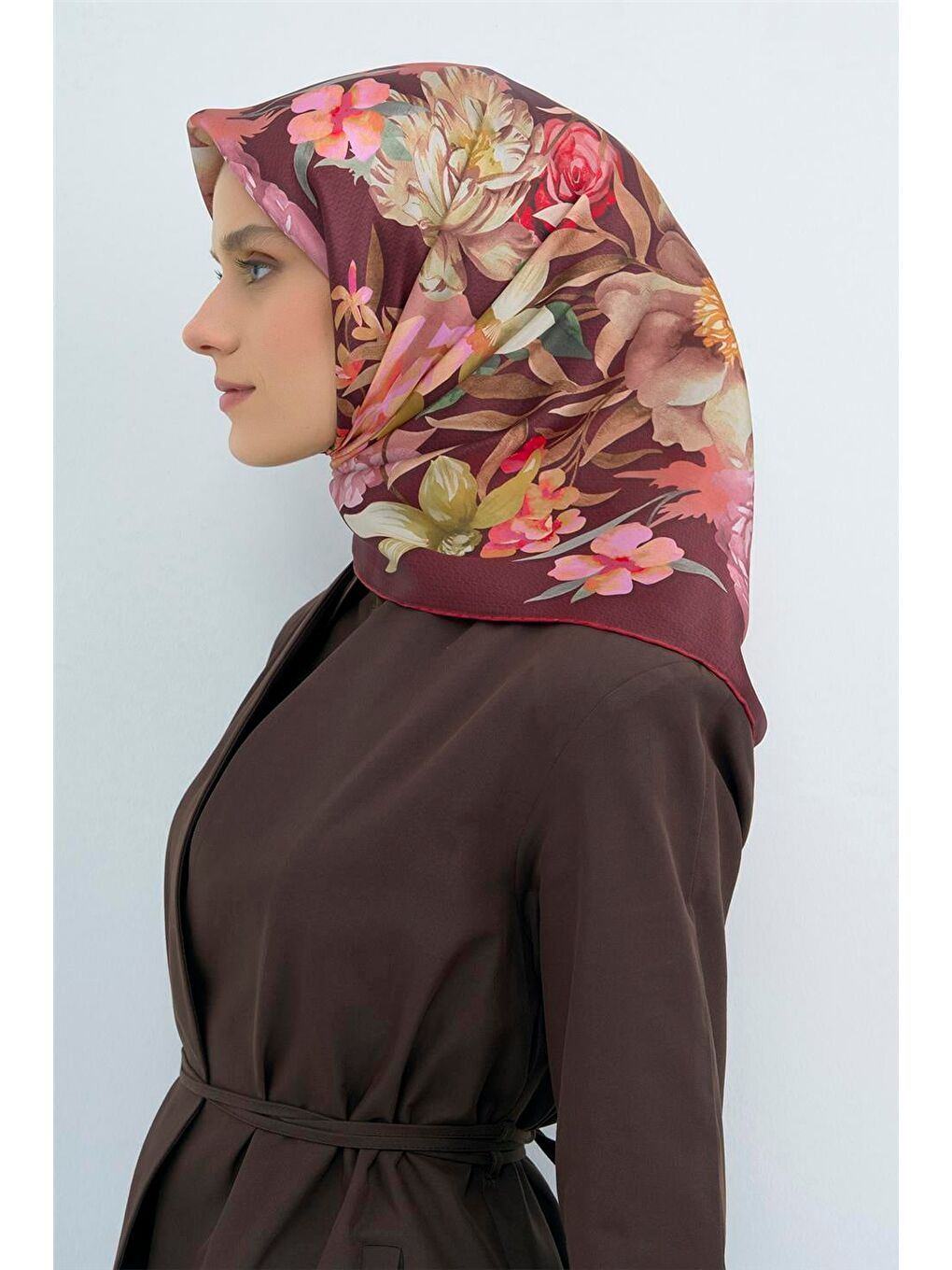 Bordo Saf İpek Sura Eşarp 9516D 33-1