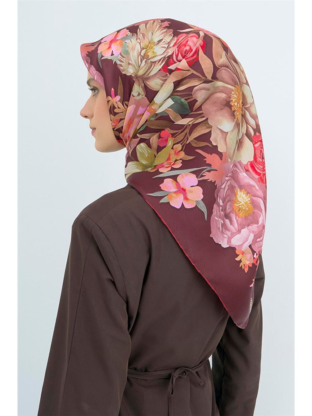 Bordo Saf İpek Sura Eşarp 9516D 33-2