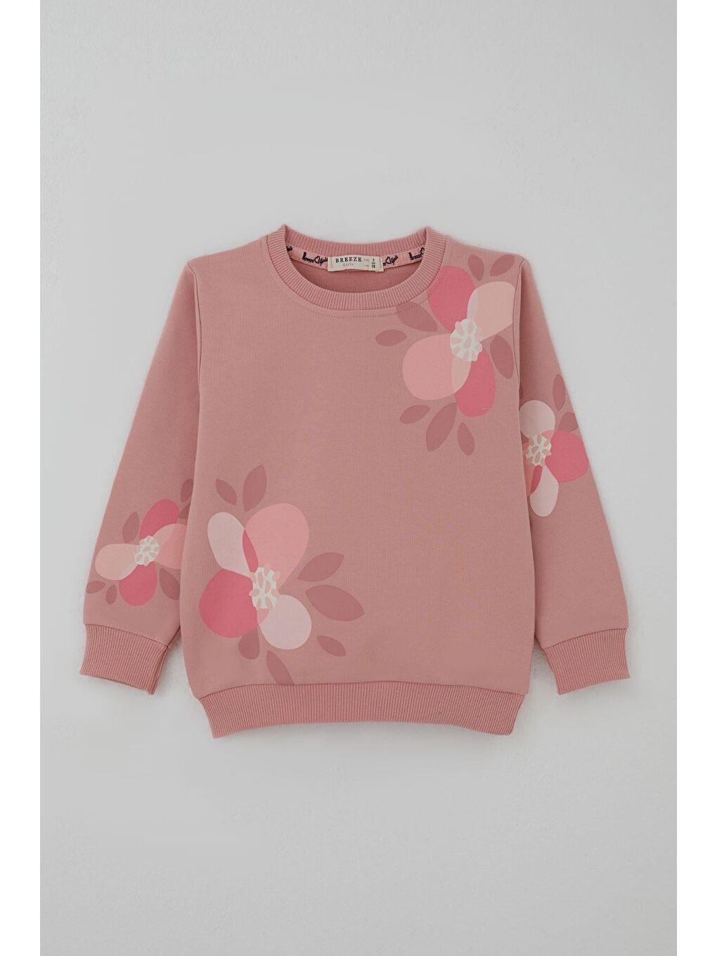 Pembe Kız Çocuk Eşofman Takımı Çiçek Baskılı Pantolonu Çima Dikiş Detaylı Gülkurusu (3-7 Yaş)-1