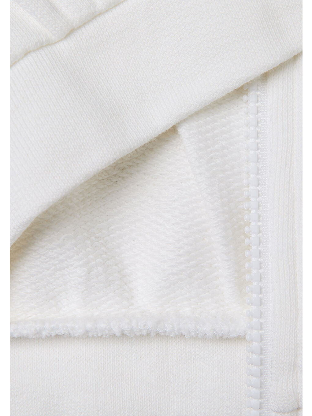 Kız Çocuk Beyaz Kolları İşleme Detaylı Fermuarlı Bisiklet Yaka Sweatshirt-2