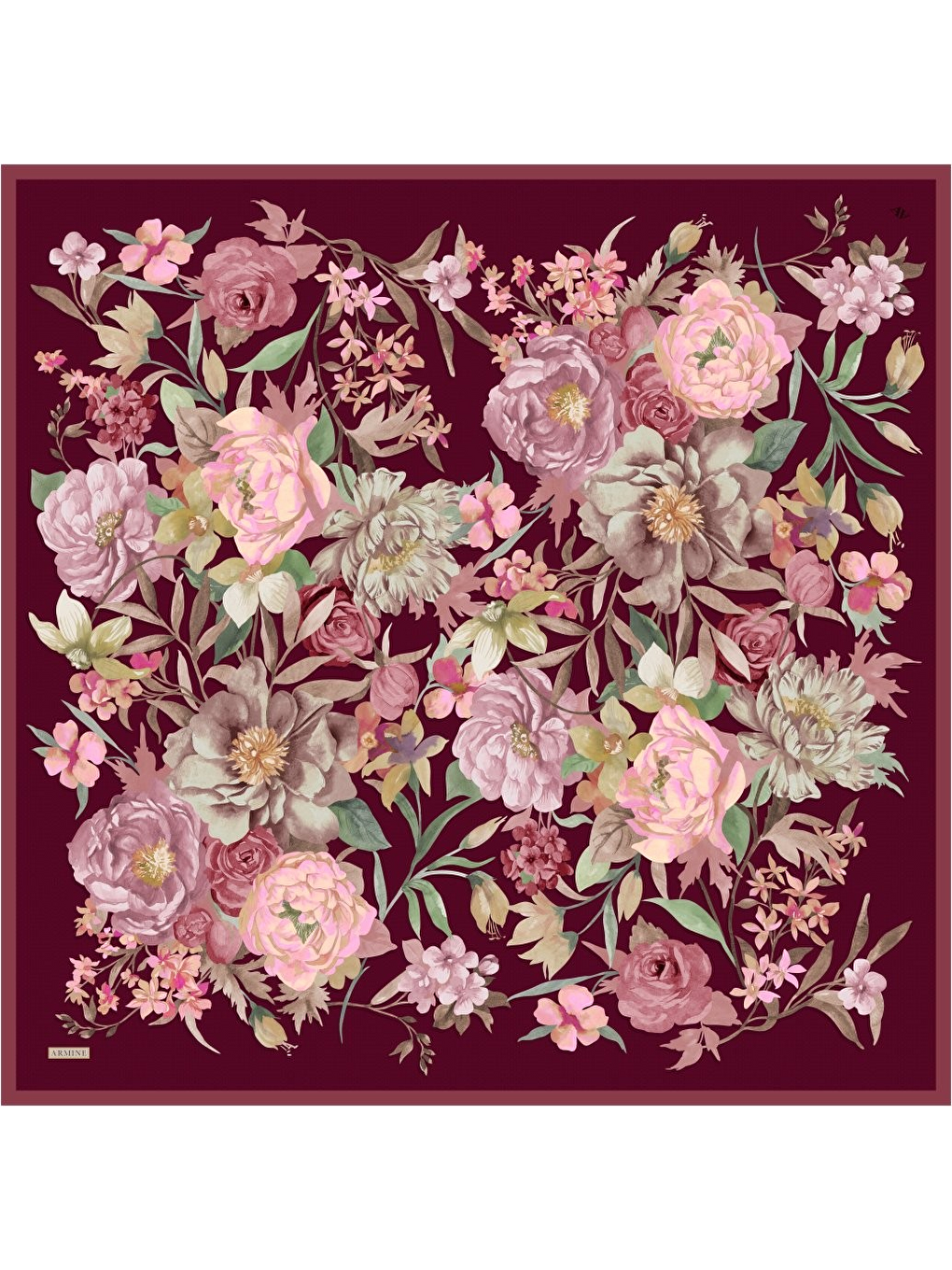 Bordo Saf İpek Sura Eşarp 9516D 33-3