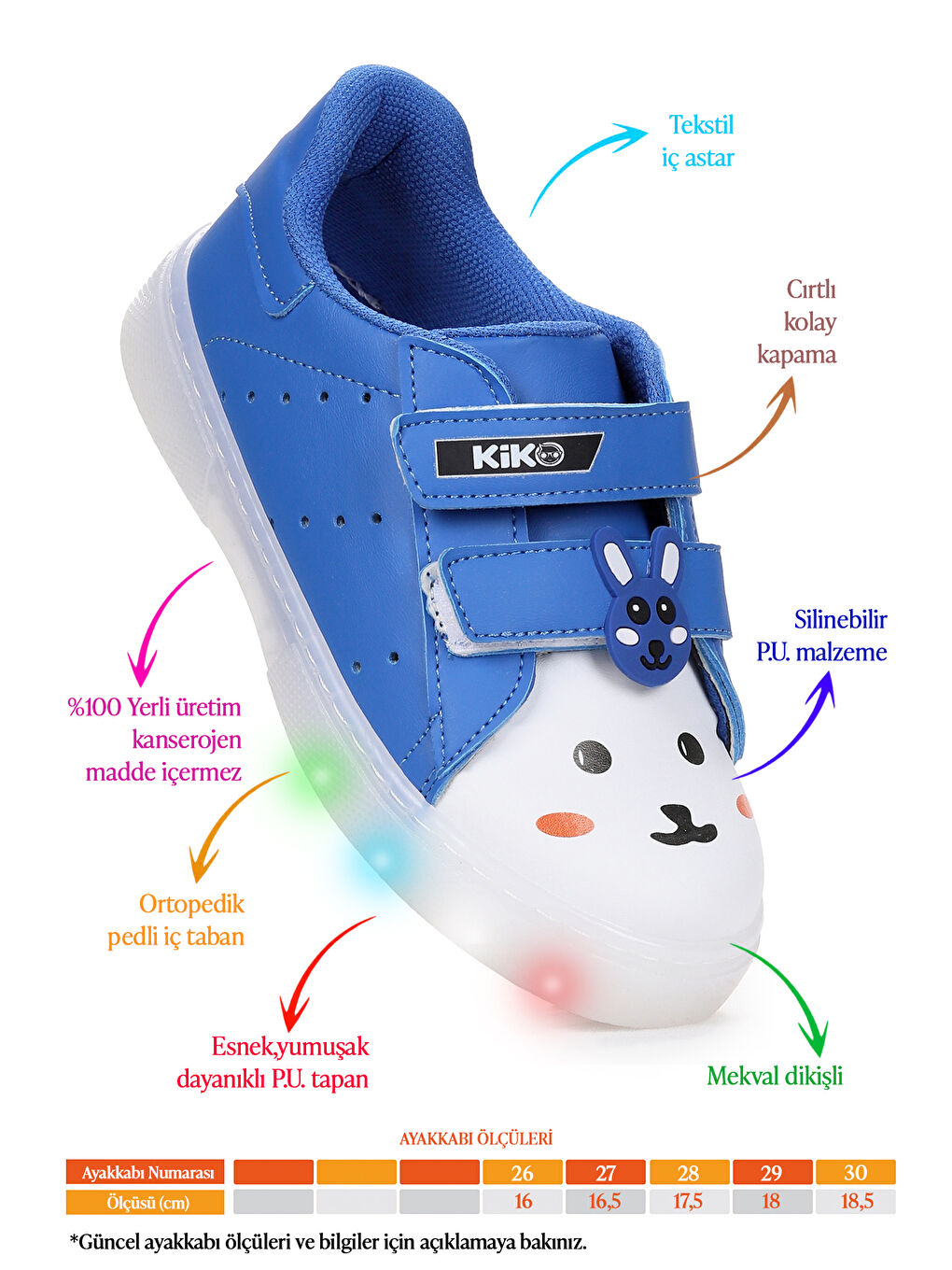 Mavi Bart Cırtlı Işıklı Erkek Çocuk Spor Ayakkabı-1