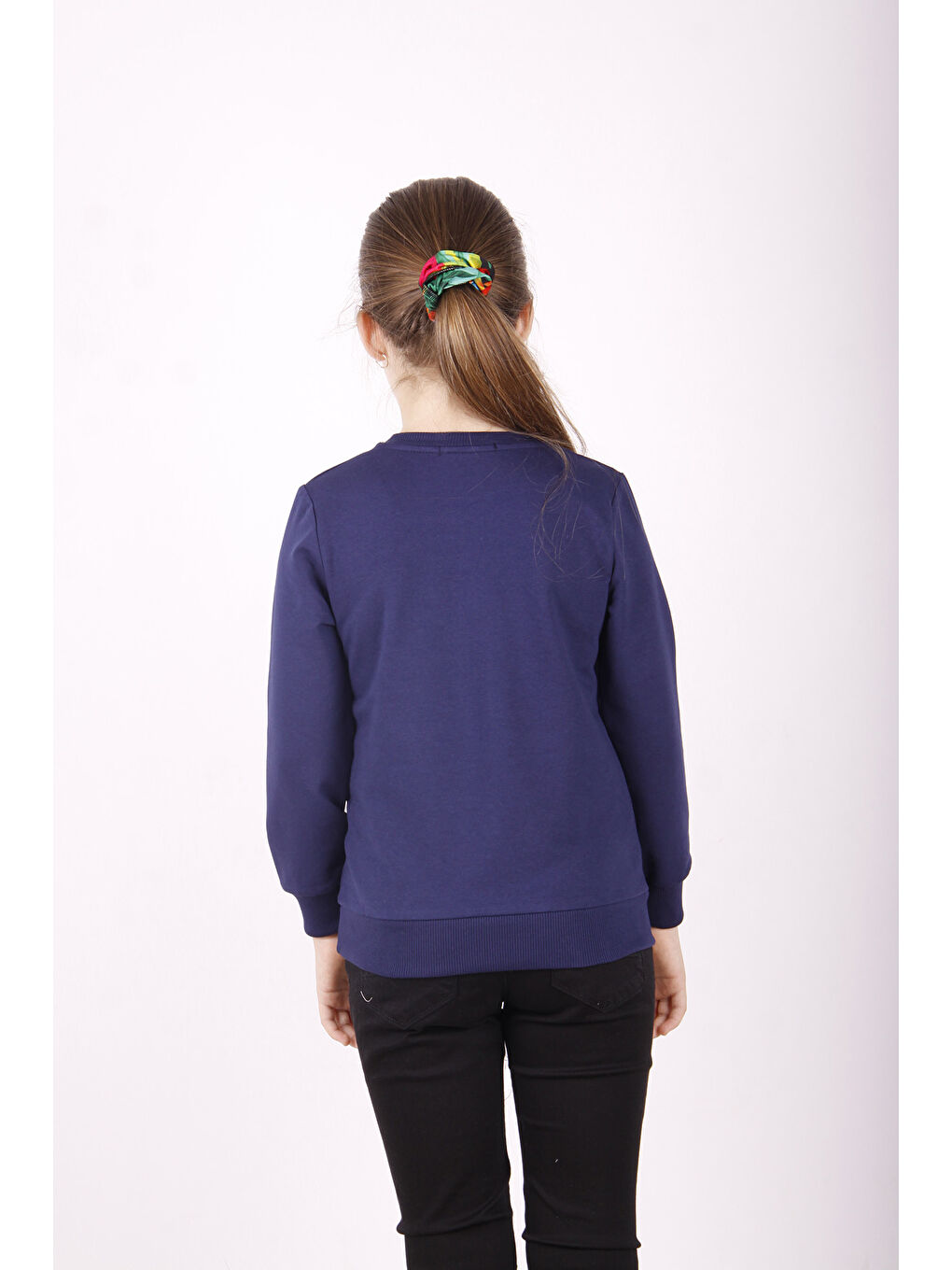 Lacivert Kız Çocuk Şapkası 3D Baskılı Sweatshirt-5