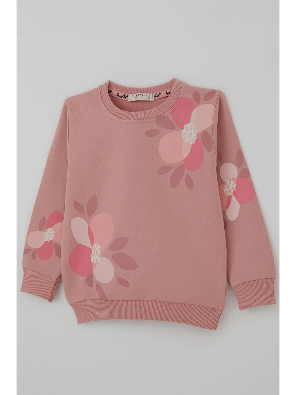 Pembe Kız Çocuk Eşofman Takımı Çiçek Baskılı Pantolonu Çima Dikiş Detaylı Gülkurusu (3-7 Yaş)-5