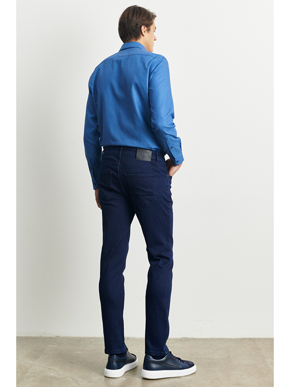 Erkek İndigo Slim Fit Dar Kesim Magic Denim Esnek Jean Pantolon-4