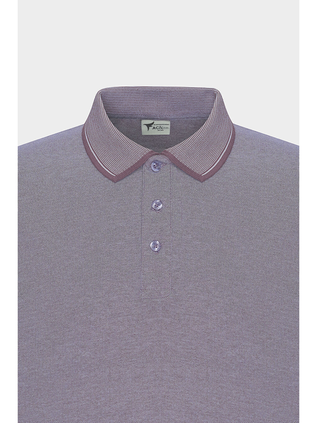 Erkek Mor-Beyaz Slim Fit Dar Kesim Kıvrılmaz Polo Yaka Kısa Kollu Tişört-6