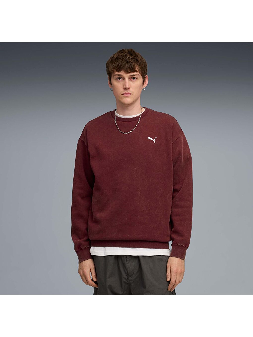 Bordo ESSENTIALS Elevated Erkek Geniş Kesim SWEATSHIRT-4