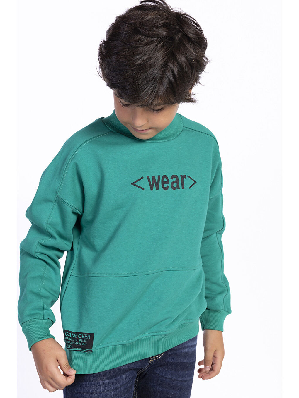 Gri Erkek Çocuk Balıkçı Yaka Sweatshirt
