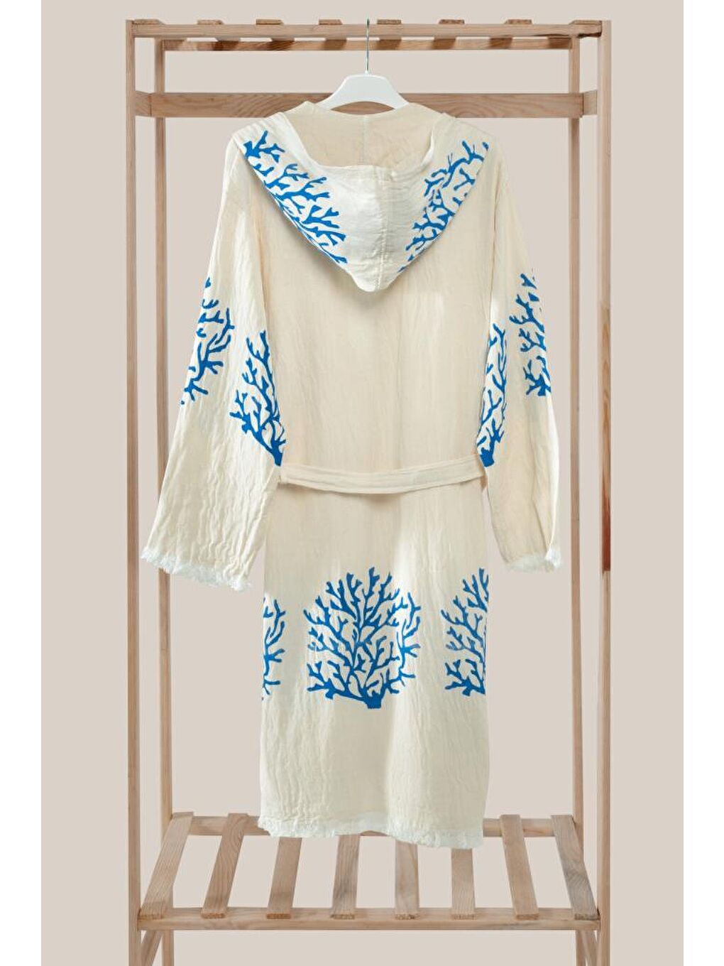 Mavi Müslin Organik Bornoz %100 Pamuk-1