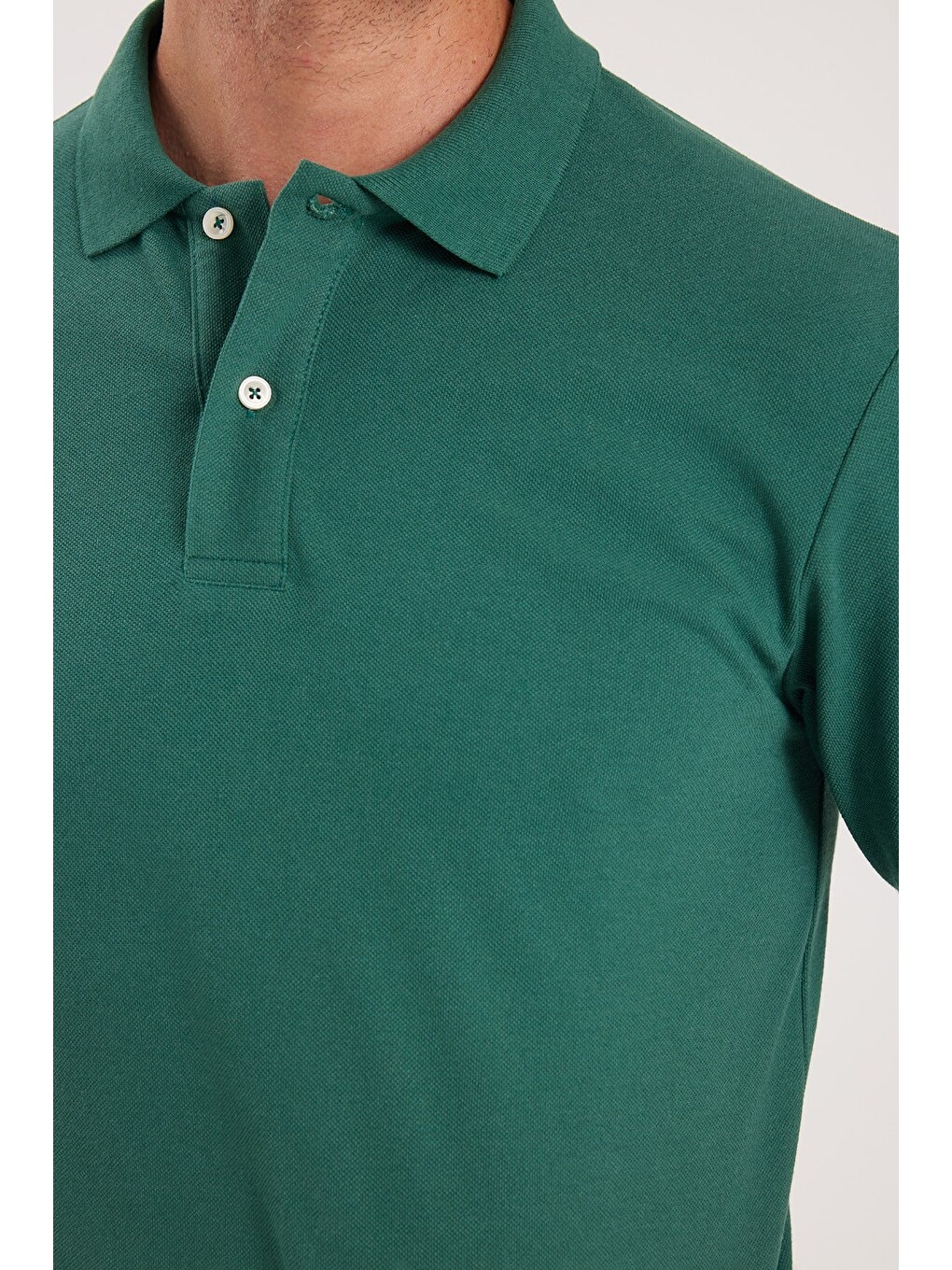 Erkek Slim Fit Dar Kesim Premium Seri %100 Pamuk Yumuşak Dokulu Merserize Yeşil Polo Yaka Tişört-3