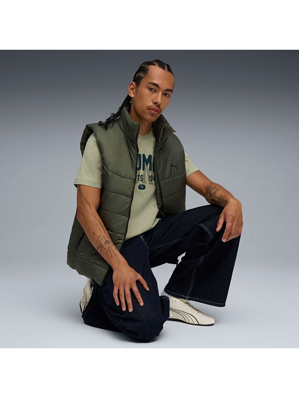 Yeşil GRAPHIC VARSITY Erkek Tişört-1