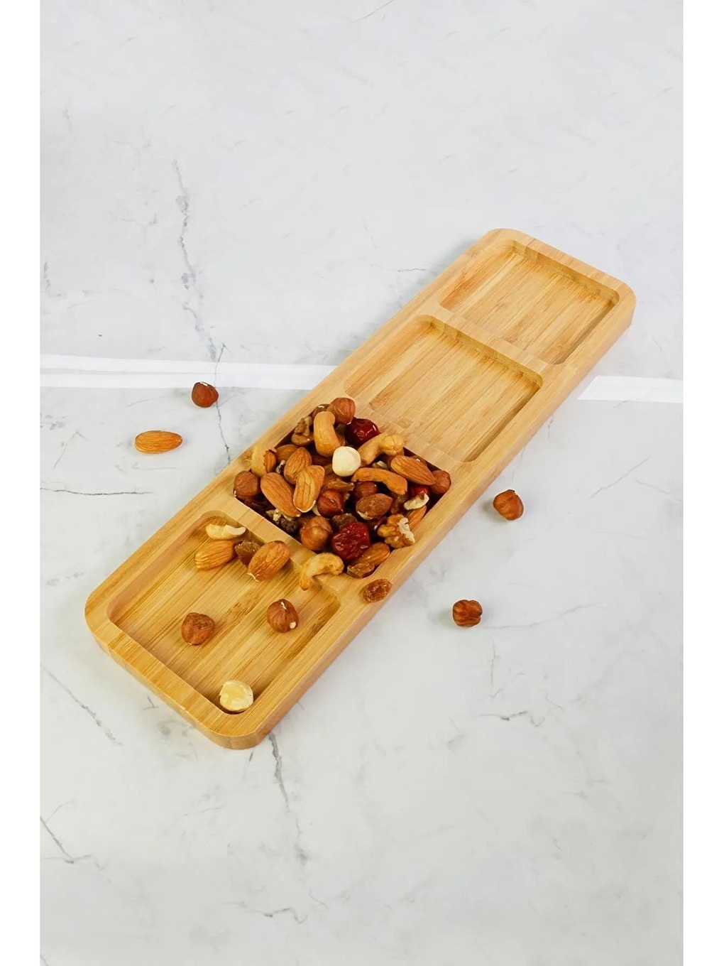 Bej Bambu 4 Bölmeli Çerezlik  Adet-4