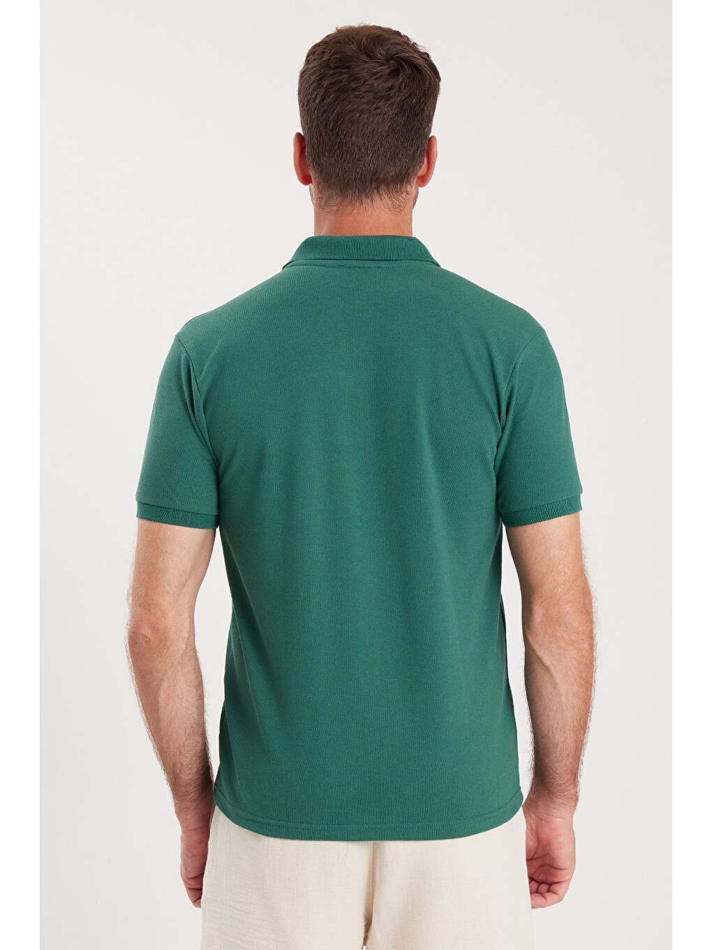 Erkek Slim Fit Dar Kesim Premium Seri %100 Pamuk Yumuşak Dokulu Merserize Yeşil Polo Yaka Tişört-5