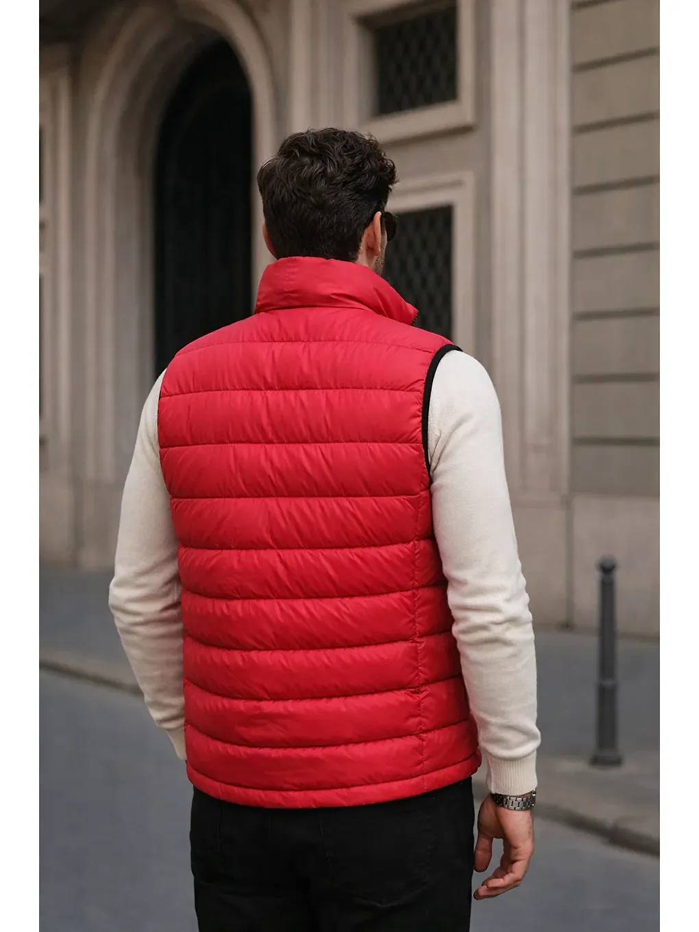 Erkek Kışlık Premium Basic Astarlı Kırmızı Şişme Yelek-4