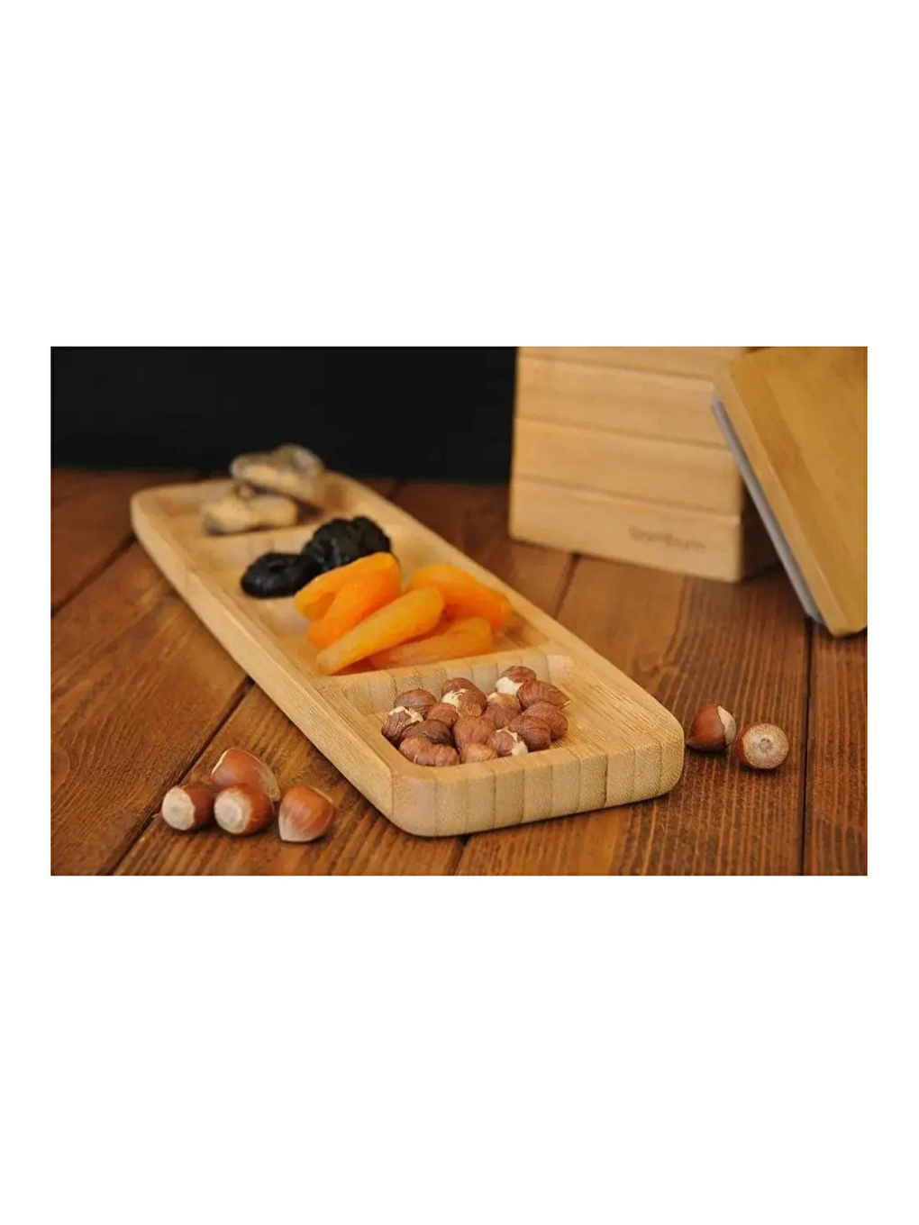 Bej Bambu 4 Bölmeli Çerezlik  Adet-5