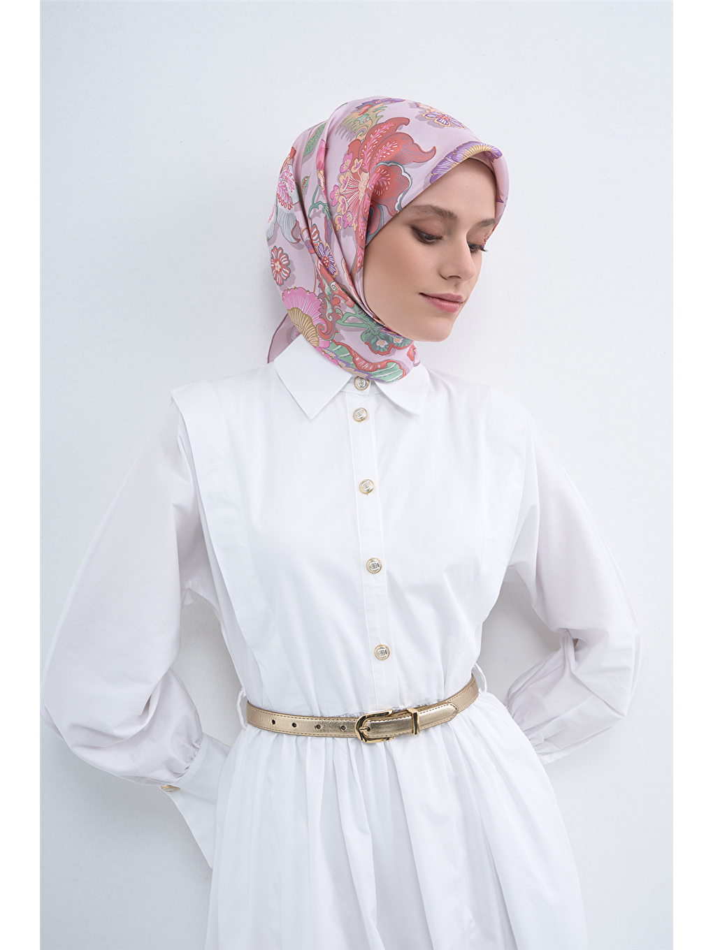 Pembe Saf İpek Twill Eşarp 9523D 06