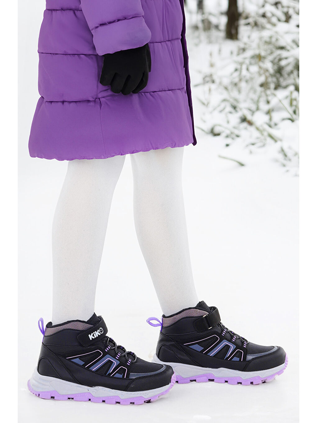 Siyah Kcal Termo Taban Cırtlı Kız Çocuk Spor Bot Ayakkabı-2