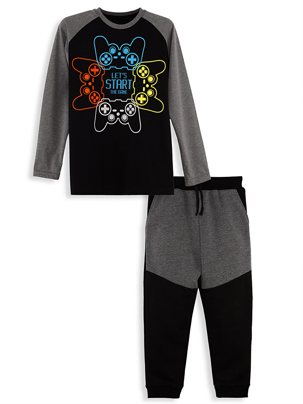 Siyah Let'S Play Erkek Çocuk T-Shirt Pantolon Takım-2