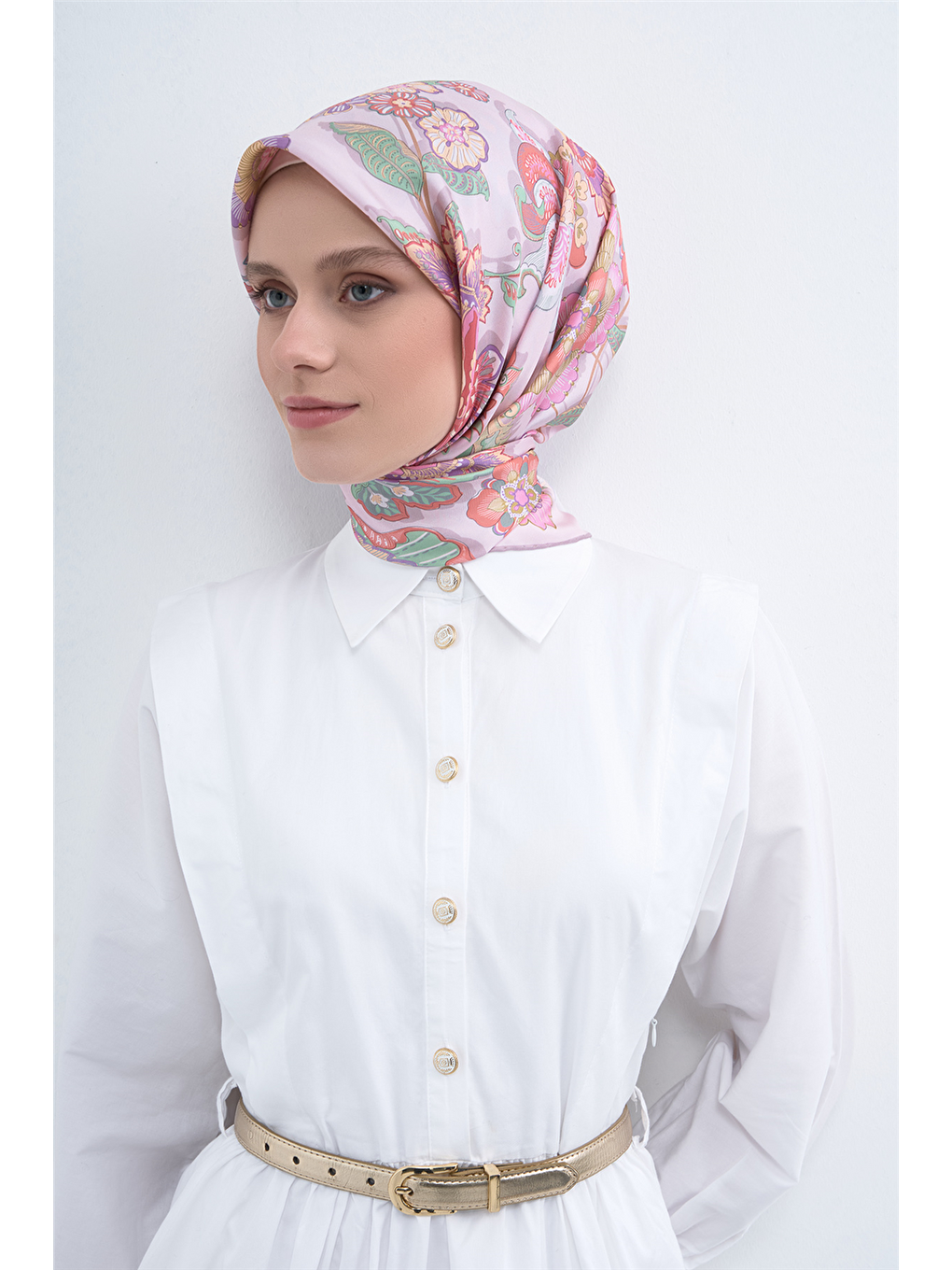 Pembe Saf İpek Twill Eşarp 9523D 06-2