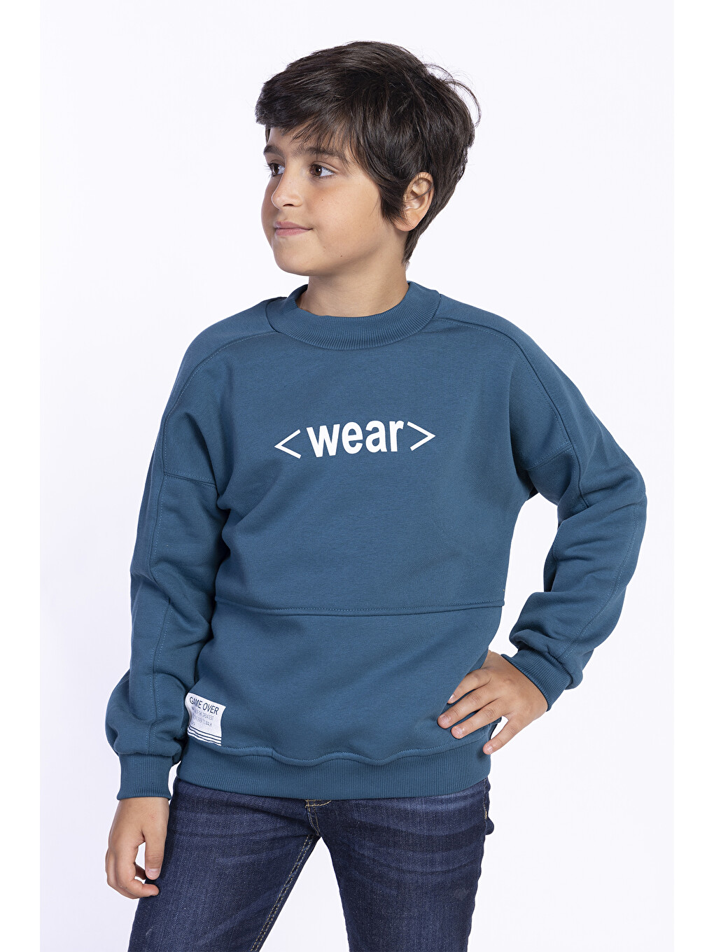 Petrol Erkek Çocuk Balıkçı Yaka Sweatshirt-1