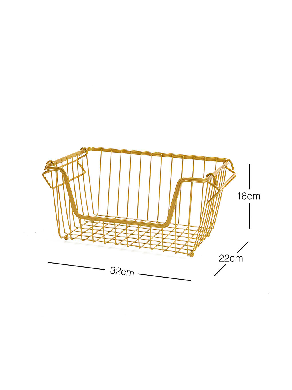 Sarı Altın Renk Metal Sepet 32 x 22 x 16 cm-5