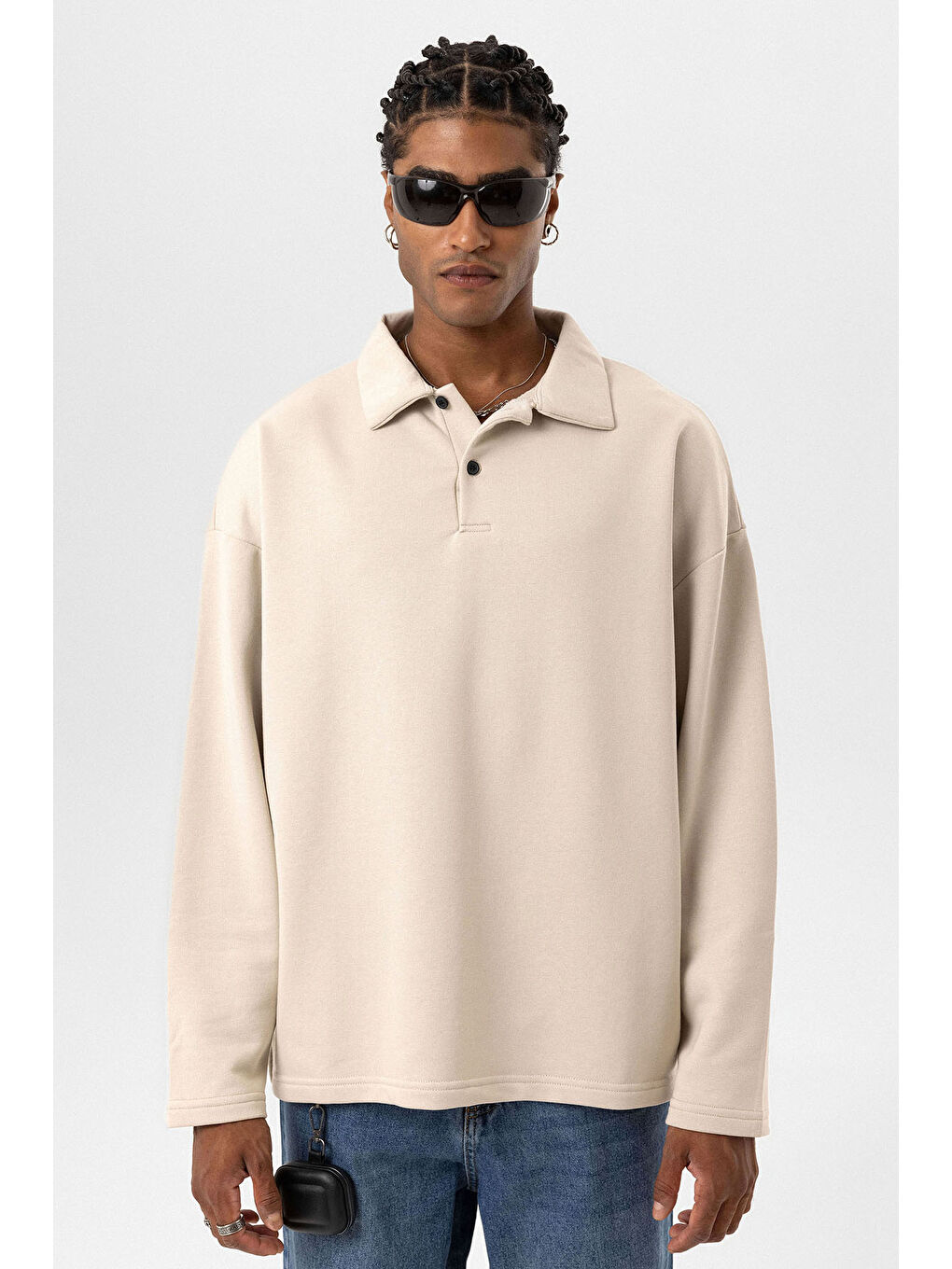 VAMOSCLO Taş Basic Polo Yaka Erkek Sweatshirt - 1