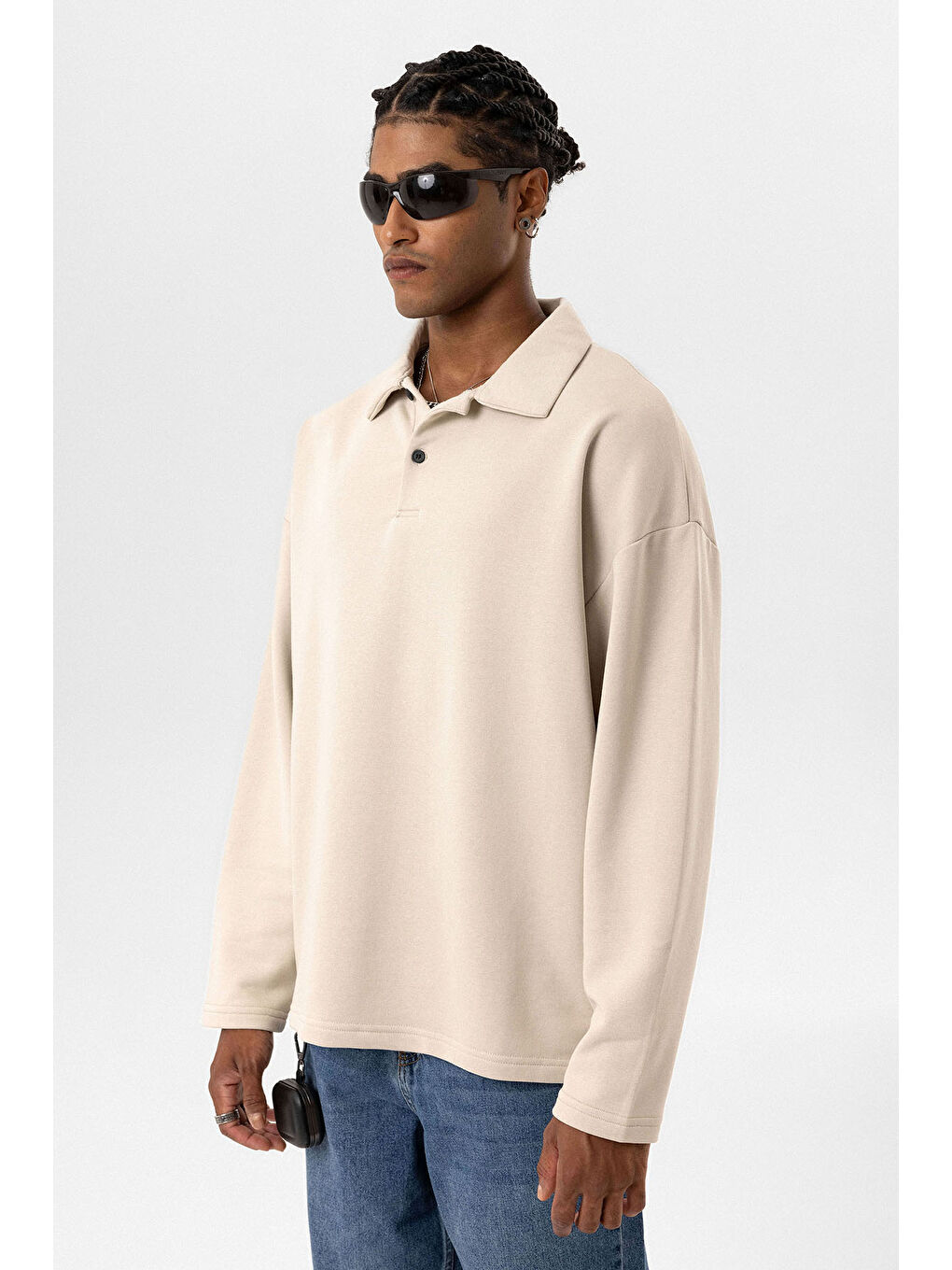 VAMOSCLO Taş Basic Polo Yaka Erkek Sweatshirt - 2