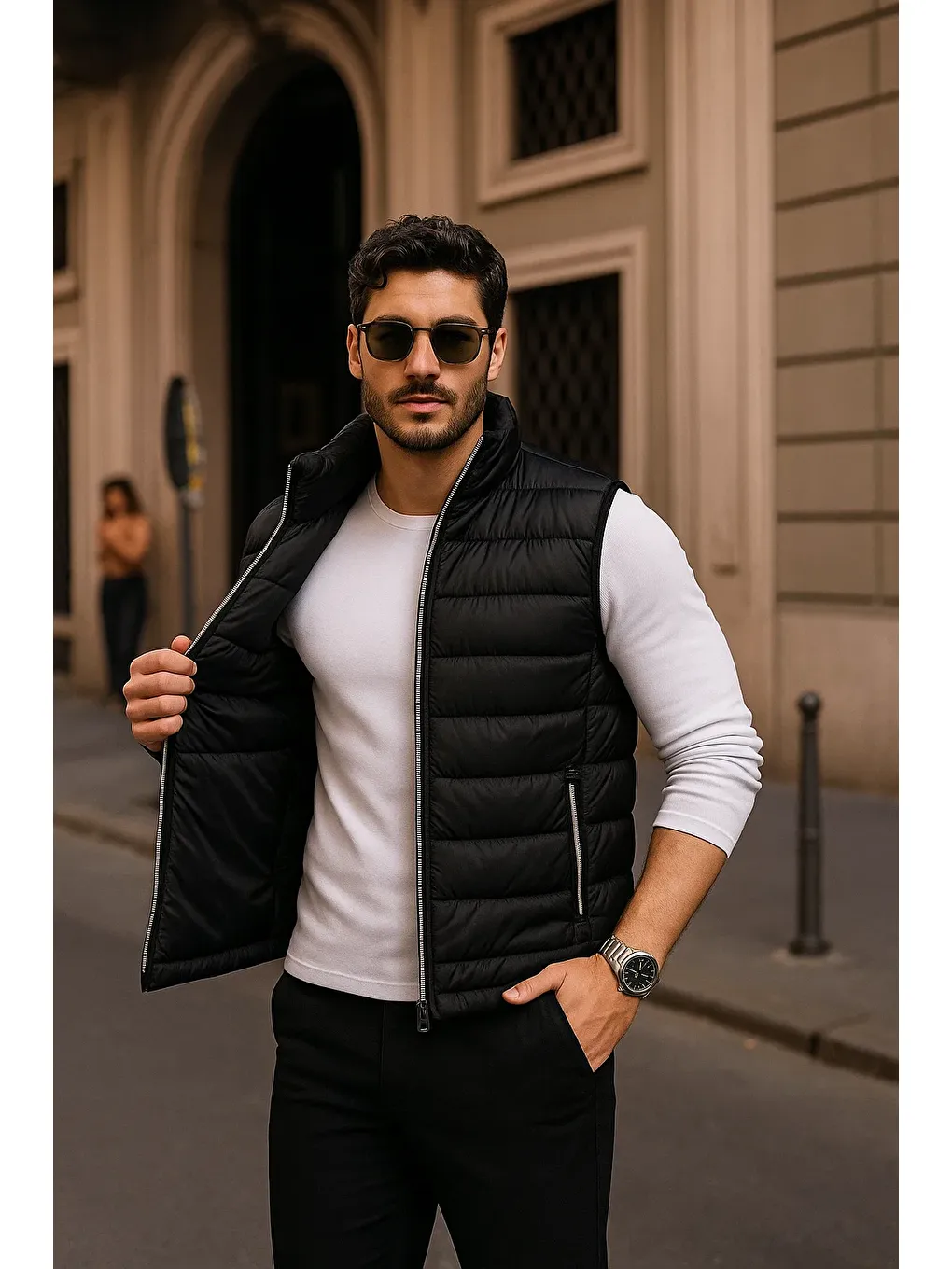 Erkek Kışlık Premium Basic Astarlı Siyah Şişme Yelek-1