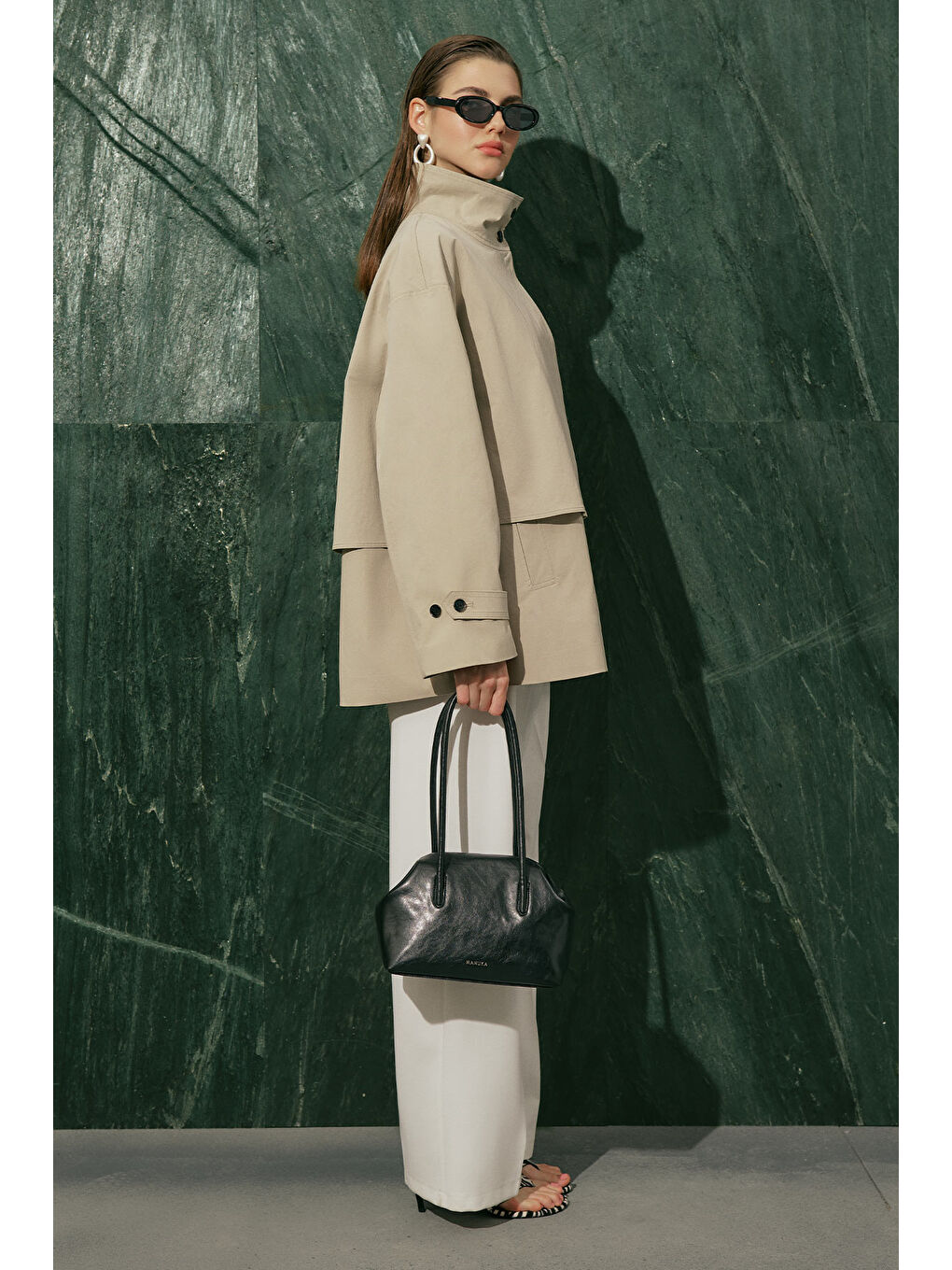 Bej Rıa Tasarım Trençkot Taş-1