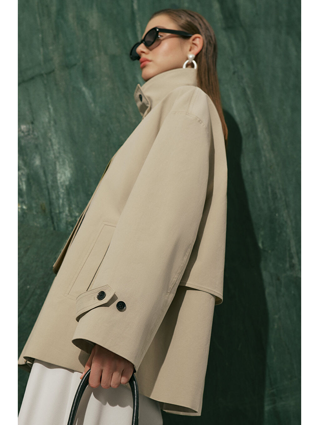 Bej Rıa Tasarım Trençkot Taş-2