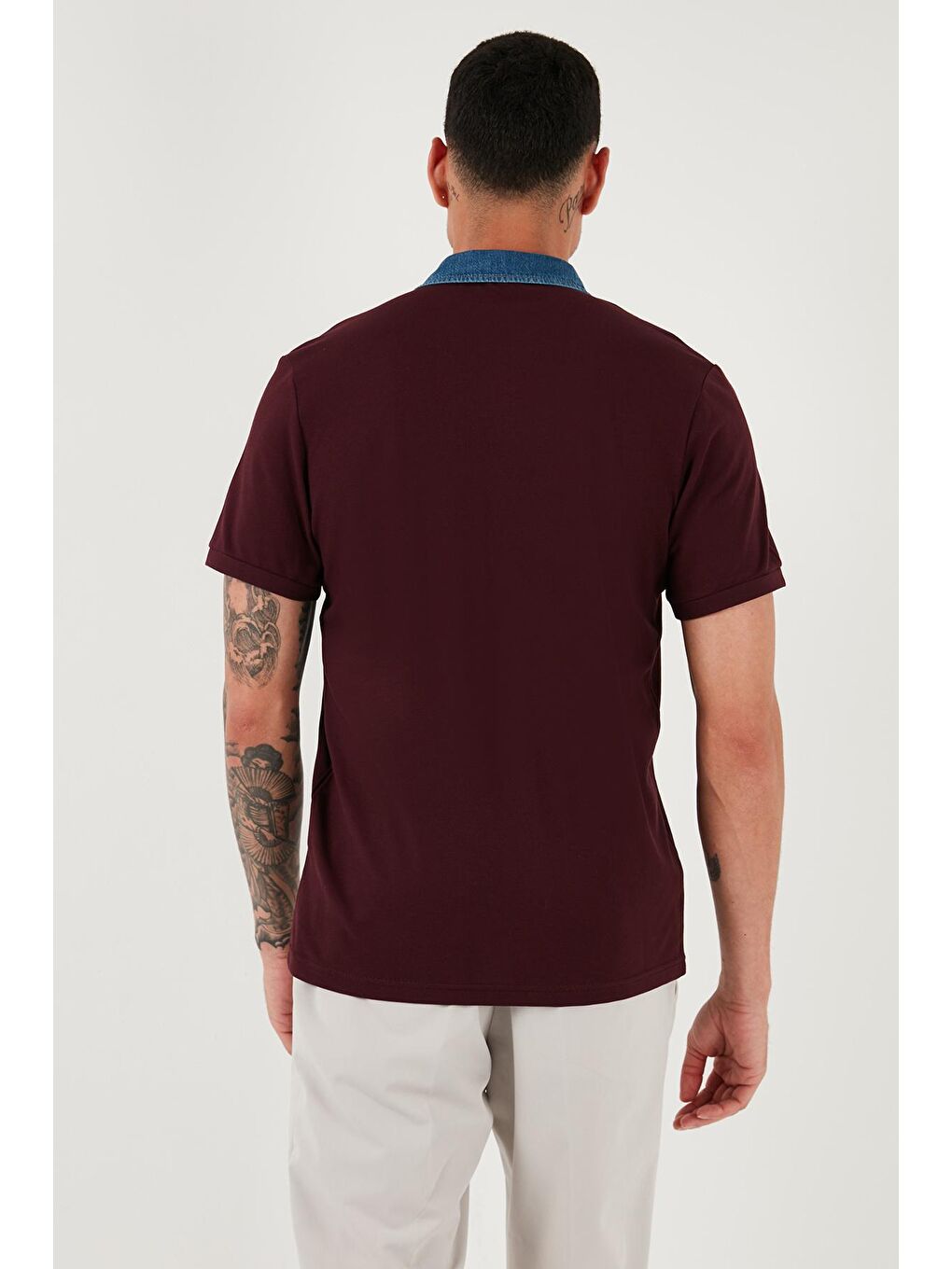 Buratti Koyu Bordo % 100 Pamuk Düğmeli Regular Fit Polo Yaka T Shirt Erkek Polo Yaka T Shirt 5902134 - 4