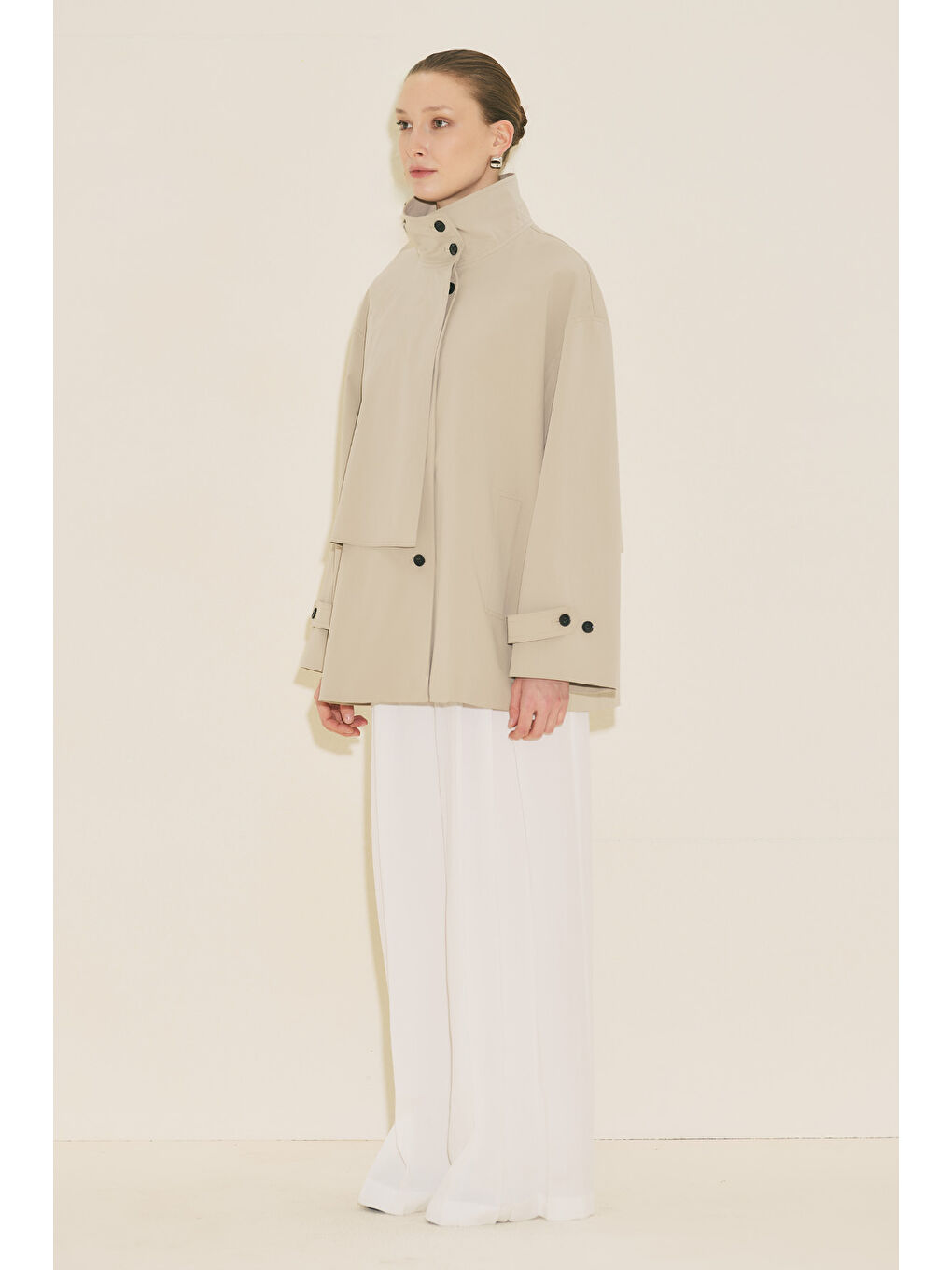 Bej Rıa Tasarım Trençkot Taş-5