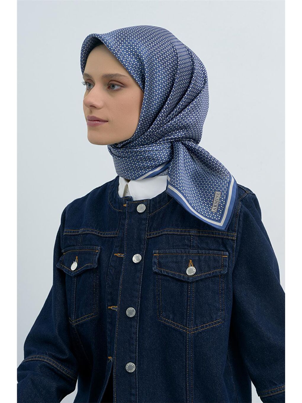 İndigo Saf İpek Twill Eşarp 9528D 80-1