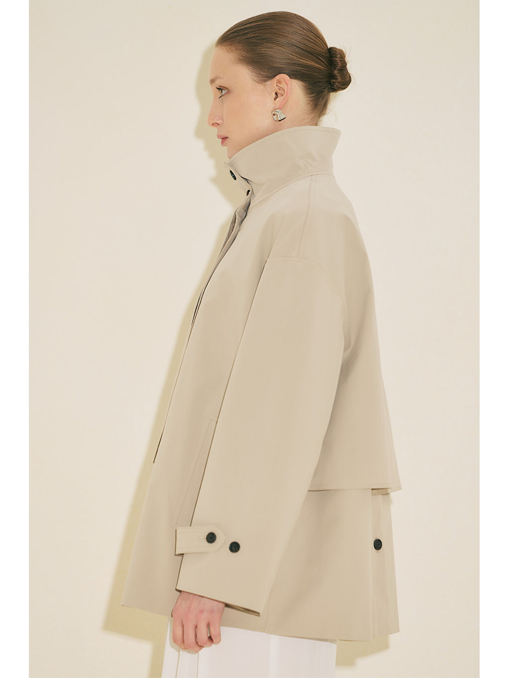 Bej Rıa Tasarım Trençkot Taş-6